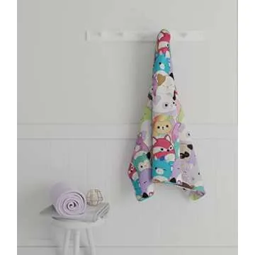 Squishmallows Kids Bath/Pool/Beach Soft Cotton Terry Hooded Towel Wrap, 24 in x 50 in, By Franco