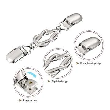 uxcell 4pcs Sweater Clips Retro Cardigan Collar Clips Shirt Clips Dresses Clip Brooch Shawl Clips for Women(Silver)