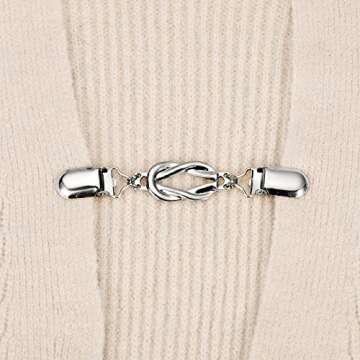 uxcell 4pcs Sweater Clips Retro Cardigan Collar Clips Shirt Clips Dresses Clip Brooch Shawl Clips for Women(Silver)