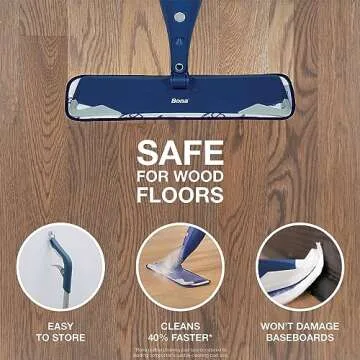 Bona Hardwood Floor Premium Spray Mop - Includes Wood Floor Cleaning Concentrate and Machine Washable Microfiber Cleaning Pad - Dual Zone Cleaning Design for Faster Cleanup