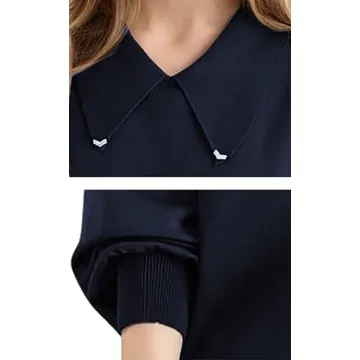 LAI MENG FIVE CATS Women's Long Sleeve Lapel Pullover Casual Sports Cute College Style Fashion Trend Tops