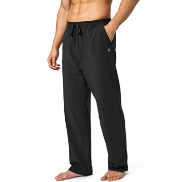 Pudolla Men's Cotton Yoga Sweatpants Athletic Lounge Pants Open Bottom Casual Jersey Pants for Men w...