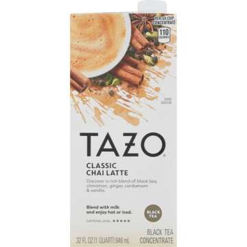 TAZO Classic Chai Latte Black Tea Concentrate, Made From Real Black Tea, 32 oz Carton
