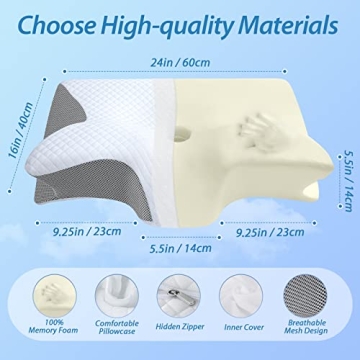 HOMCA Cervical Memory Foam Pillow for Neck Pain Relief