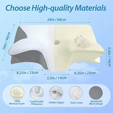 HOMCA Cervical Memory Foam Pillow for Neck Pain Relief