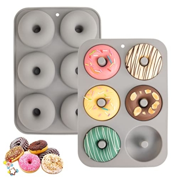 Aichoof Silicone Donut Mold Set of 2 - LFGB Grade, Non-Stick, Easy to Clean, Microwave & Dishwasher ...