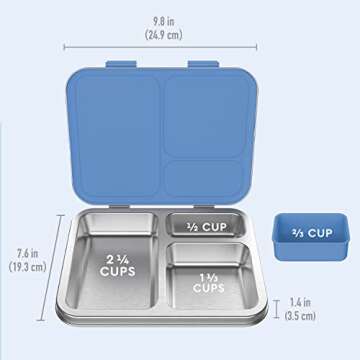 Bentgo Kids Stainless Steel Prints Leak-Resistant Lunch Box - 3-Compartment Bento Style Lunch Box with Bonus Container - Eco-Friendly, Dishwasher Safe, BPA-Free, Ages 3+ (Rainbows & Butterflies)