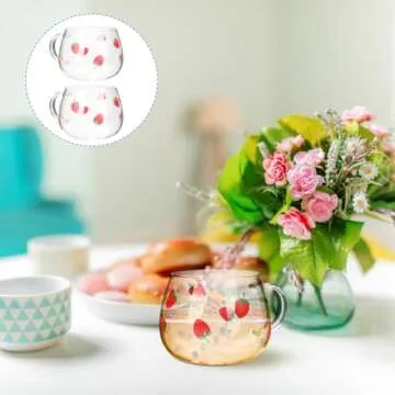 UPKOCH 2pcs Strawberry Glass Cups for Home Gatherings