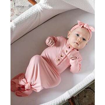 Stroller Society Knotted Gown Baby Newborn, Newborn Girl Clothes, Newborn Sleepers, Baby Gowns, Coming Home Outfit Baby Girl, Pink