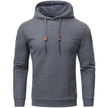 YuKaiChen Men's Casual Midweight Long Sleeve Hoodies - Dark Grey