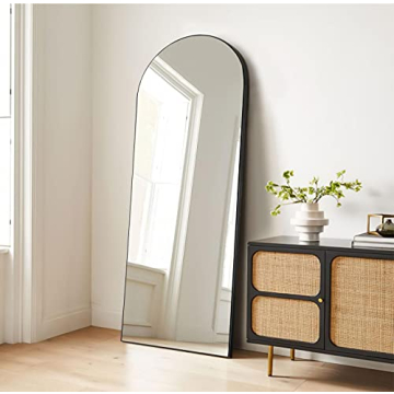 PexFix Full Length Black Arched Mirror 65''x22'' - Multi-Use Mirrors For Home Decor