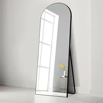 PexFix 65''x22'' Black Arched Full Length Mirror - Stylish & Versatile