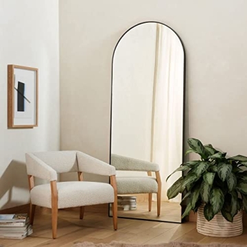 PexFix 65''x22'' Black Arched Full Length Mirror - Stylish & Versatile