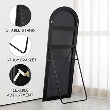 PexFix 65''x22'' Black Arched Full Length Mirror - Stylish & Versatile