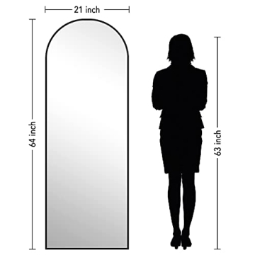 PexFix 65''x22'' Black Arched Full Length Mirror - Stylish & Versatile