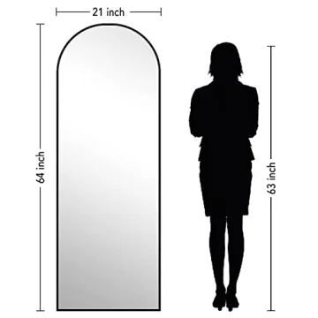 PexFix 65''x22'' Black Arched Full Length Mirror - Stylish & Versatile