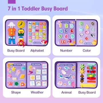 hahaland Busy Board Montessori Toys - 3 Year Old Girl Gifts Bithday Gift Ideas - 7 in 1 Preschool Le...