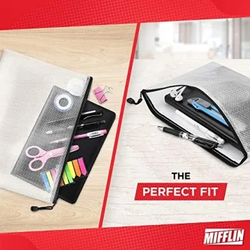 Mifflin 18pcs Waterproof Mesh Zipper Pouches for Organization