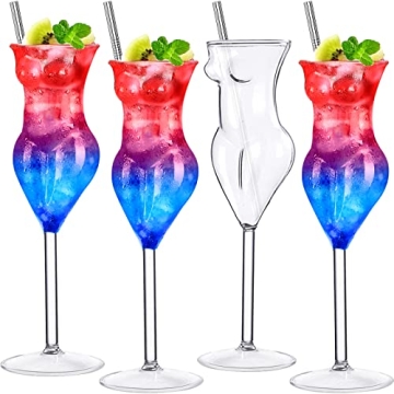 INFTYLE Set of 4 Gorgeous 3D Wine Glasses for Parties