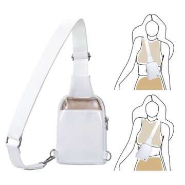 INICAT Sling Bag for Women Touchscreen Small Crossbody Cell Phone Purse Fanny Pack(white)