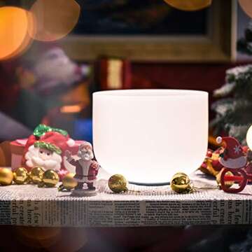 TOPFUND F Note Crystal Singing Bowl Heart Chakra 8 Inch with Heavy Duty Carrying Case and Premium Suede Striker