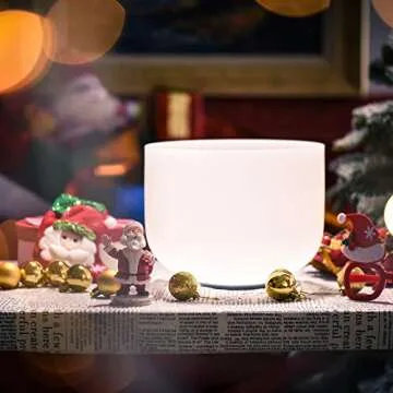 TOPFUND F Note Crystal Singing Bowl Heart Chakra 8 Inch with Heavy Duty Carrying Case and Premium Suede Striker