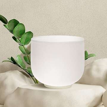 TOPFUND F Note Crystal Singing Bowl Heart Chakra 8 Inch with Heavy Duty Carrying Case and Premium Suede Striker