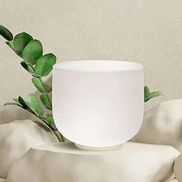 TOPFUND F Note Crystal Singing Bowl Heart Chakra 8 Inch with Heavy Duty Carrying Case and Premium Suede Striker