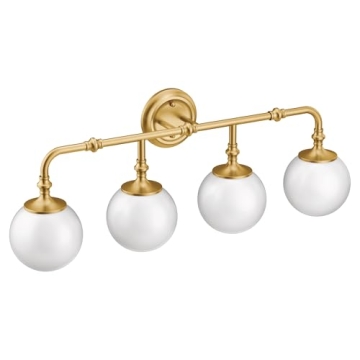 Moen Colinet Brushed Gold 4-Light Dual-Mount Vanity Fixture with Glass Globes