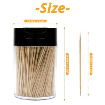 Sihuuu Toothpick Holder with 1000 Natural Bamboo Toothpicks for Teeth Cleaning Plastic Toothpick Dis...