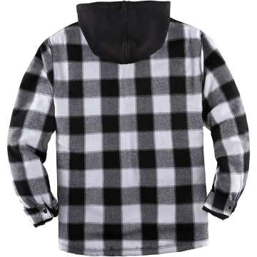 ZENTHACE Sherpa Lined Hooded Plaid Shirt Jacket