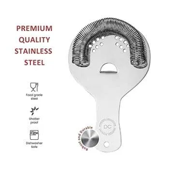 derrison Hawthorne Strainer, Stainless Steel Cocktail Strainer with High Density Spring for Professional Bartenders and Mixologists, Mirror Polished, One Strainer