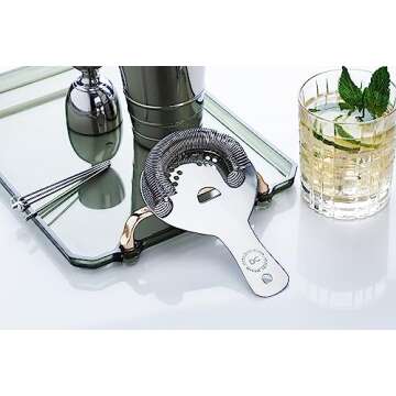 derrison Hawthorne Strainer, Stainless Steel Cocktail Strainer with High Density Spring for Professional Bartenders and Mixologists, Mirror Polished, One Strainer