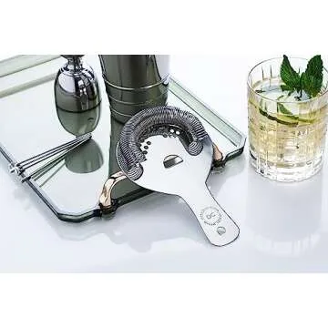 derrison Hawthorne Strainer, Stainless Steel Cocktail Strainer with High Density Spring for Professional Bartenders and Mixologists, Mirror Polished, One Strainer