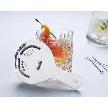 derrison Hawthorne Strainer, Stainless Steel Cocktail Strainer with High Density Spring for Professional Bartenders and Mixologists, Mirror Polished, One Strainer