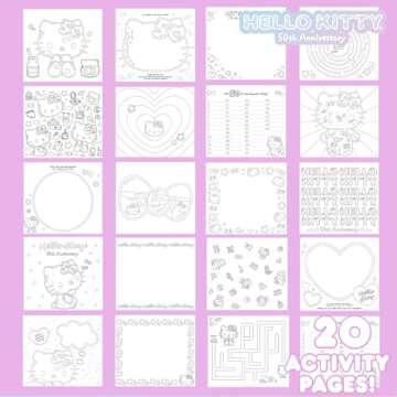 Hello Kitty 50th Anniversary Sketchbook by STMT, Includes Kawaii Hello Kitty Notebook With 20 Coloring Pages & Prompts, 100 Hello Kitty Stickers, Cute School Supplies, Sanrio Stationery