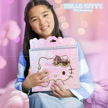 Hello Kitty 50th Anniversary Sketchbook by STMT, Includes Kawaii Hello Kitty Notebook With 20 Coloring Pages & Prompts, 100 Hello Kitty Stickers, Cute School Supplies, Sanrio Stationery