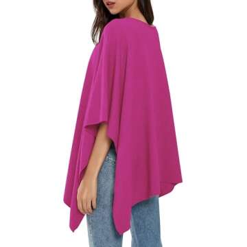 PULI Womens Pullover Poncho Sweater Cashmere Feel Shawl Wraps Loose Fitting Baggy Tops for Fall Wint...
