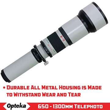 Opteka 650-1300mm Telephoto Zoom Lens for Nikon Cameras