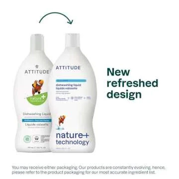 ATTITUDE Dishwashing Liquid, EWG Verified, Vegan Dish Soap, Plant Based, Naturally Derived Products,...