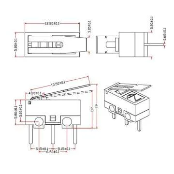 Cylewet 25Pcs AC 1A 125V 3Pin SPDT Limit Micro Switch Long Hinge Lever for Arduino (Pack of 25) CYT1073
