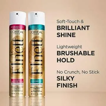 L'Oreal Paris Elnett Hair Care Elnett Satin Extra Strong Hold Hairspray - Unscented, Long Lasting + Humidity Resistant, Hair Styling Spray, 2.2 Oz