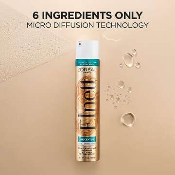 L'Oreal Paris Elnett Hair Care Elnett Satin Extra Strong Hold Hairspray - Unscented, Long Lasting + Humidity Resistant, Hair Styling Spray, 2.2 Oz