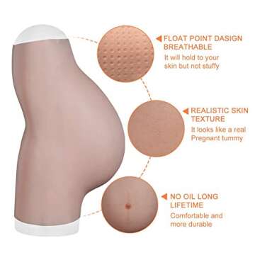 YIQI Fake Pregnant Belly Silicone False Pregnancy Belly Realistic Fake Belly 9 Months Film Props Tv Series Props Spoof Costume Cosplay (Nude)