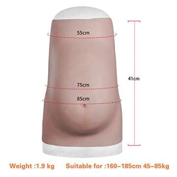 YIQI Fake Pregnant Belly Silicone False Pregnancy Belly Realistic Fake Belly 9 Months Film Props Tv Series Props Spoof Costume Cosplay (Nude)
