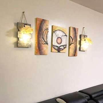 Besuerte Farmhouse Sconces Wall Decor Set Of 2, Dining Room Art Wall Decor, Home Decor,living Room, Bathroom, Hanging Vintage Wall Sconce 6-hour Timer(set Of 2) Gray