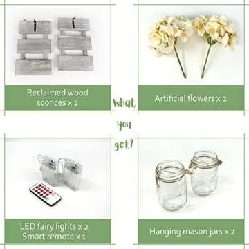 Besuerte Farmhouse Sconces Wall Decor Set Of 2, Dining Room Art Wall Decor, Home Decor,living Room, Bathroom, Hanging Vintage Wall Sconce 6-hour Timer(set Of 2) Gray