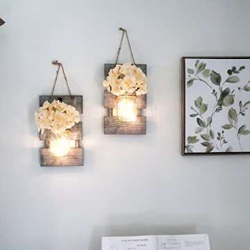 Besuerte Farmhouse Sconces Wall Decor Set Of 2, Dining Room Art Wall Decor, Home Decor,living Room, Bathroom, Hanging Vintage Wall Sconce 6-hour Timer(set Of 2) Gray