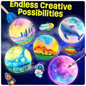 Paint Your Own Moon Lamp Kit, DIY 3D Space Moon Night Light, Art Supplies Arts & Crafts Kit, Arts and Crafts for Kids Ages 8-12, Toys Girls Boy Birthday Gift Ages3 4 5 6 7 8 9 10 11 12+