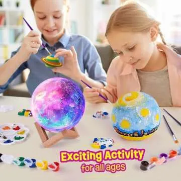 Paint Your Own Moon Lamp Kit, DIY 3D Space Moon Night Light, Art Supplies Arts & Crafts Kit, Arts and Crafts for Kids Ages 8-12, Toys Girls Boy Birthday Gift Ages3 4 5 6 7 8 9 10 11 12+